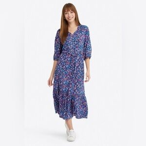 Draper James Martina Popover Dress in Spring Ditsy Floral, Size M